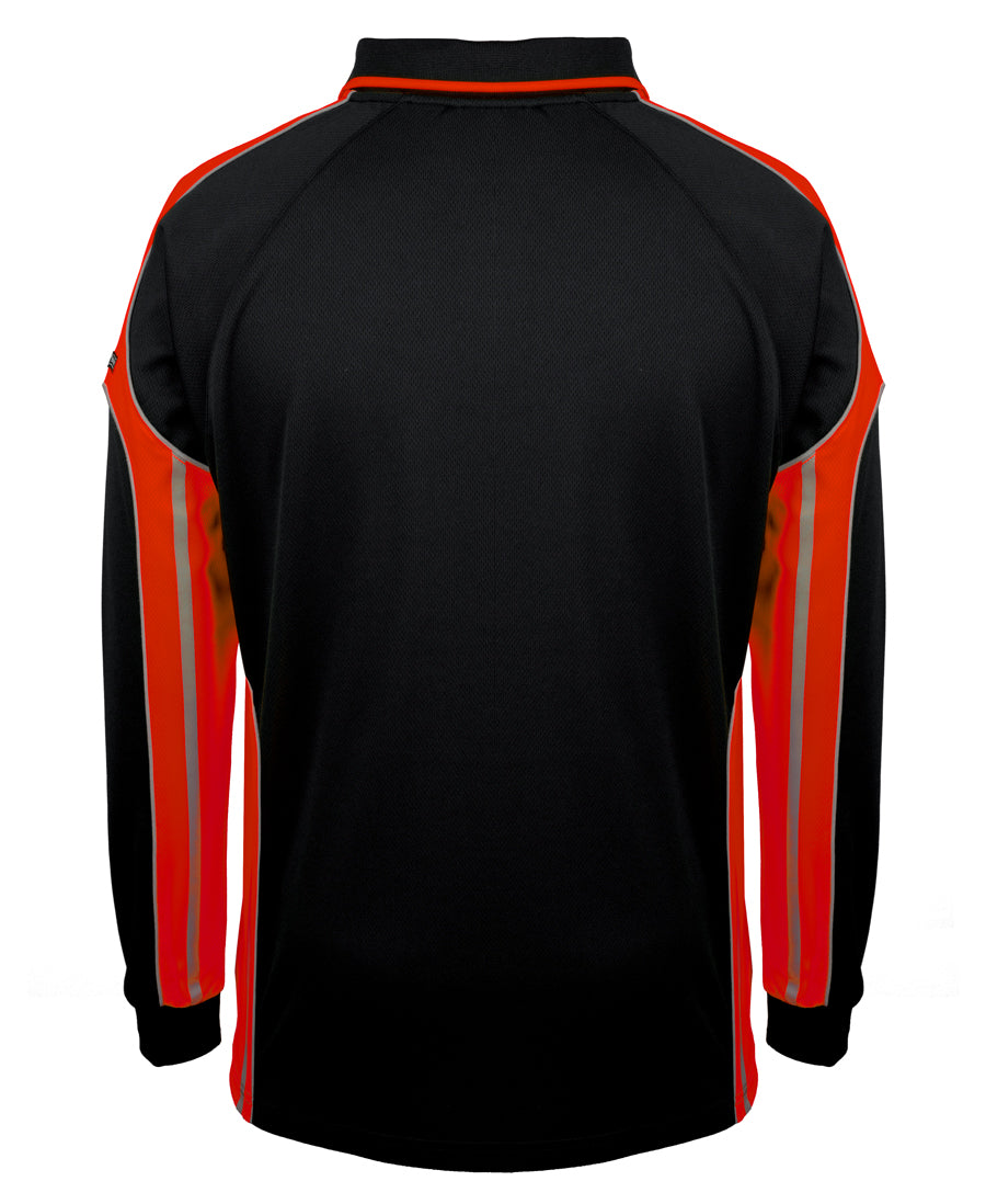 JB's L/S Street Panel Polo - Black/Orange - Back