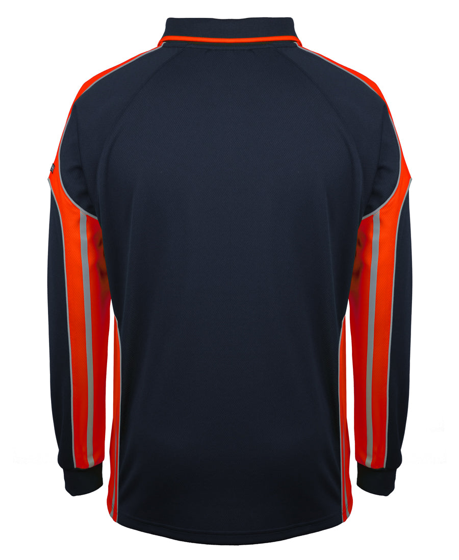 JB's L/S Street Panel Polo - Navy/Orange - Back