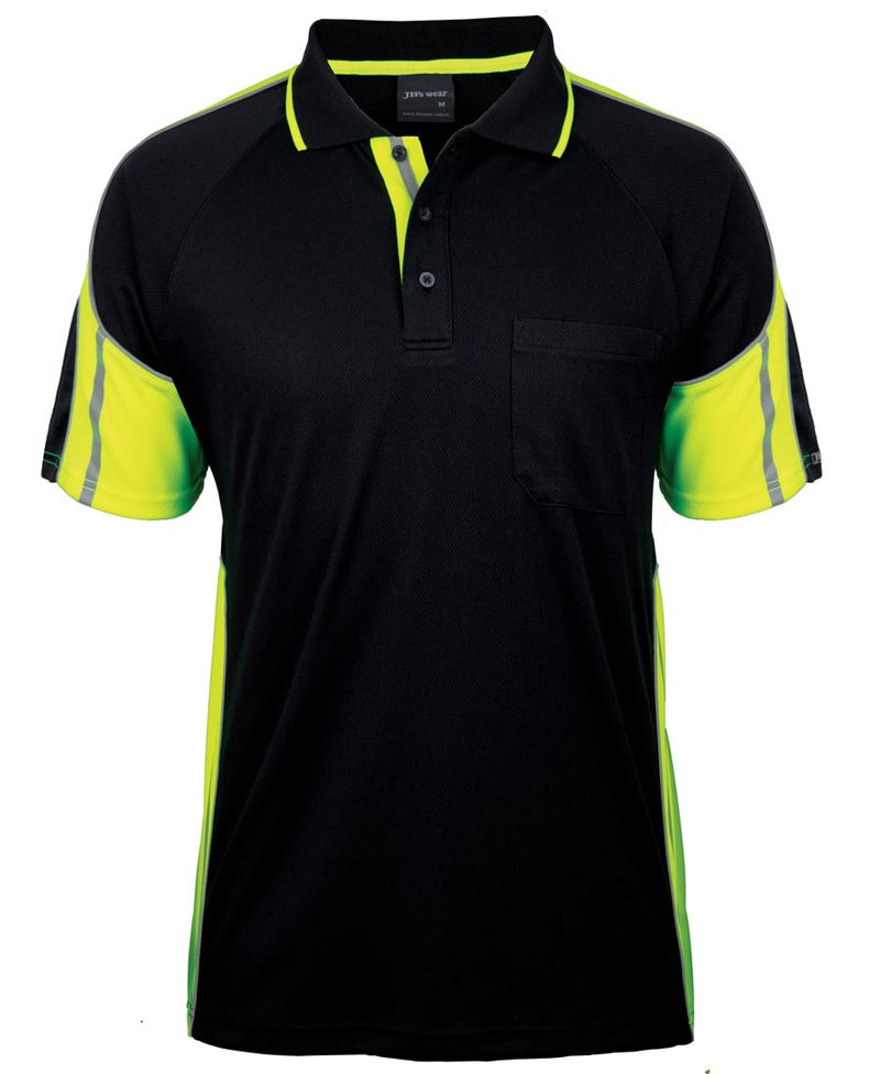 JB's S/S Street Panel Polo - Black/Lime - Front