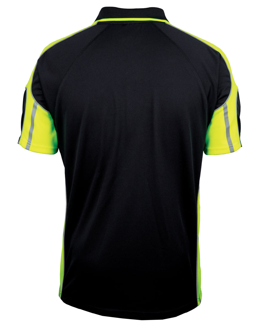 JB's S/S Street Panel Polo - Black/Lime - Back