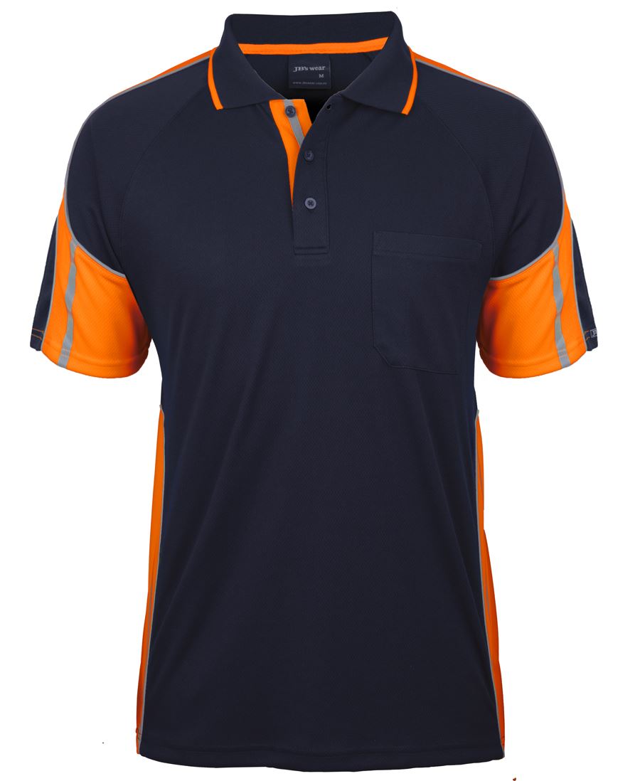 JB's S/S Street Panel Polo - Navy/Orange - Front