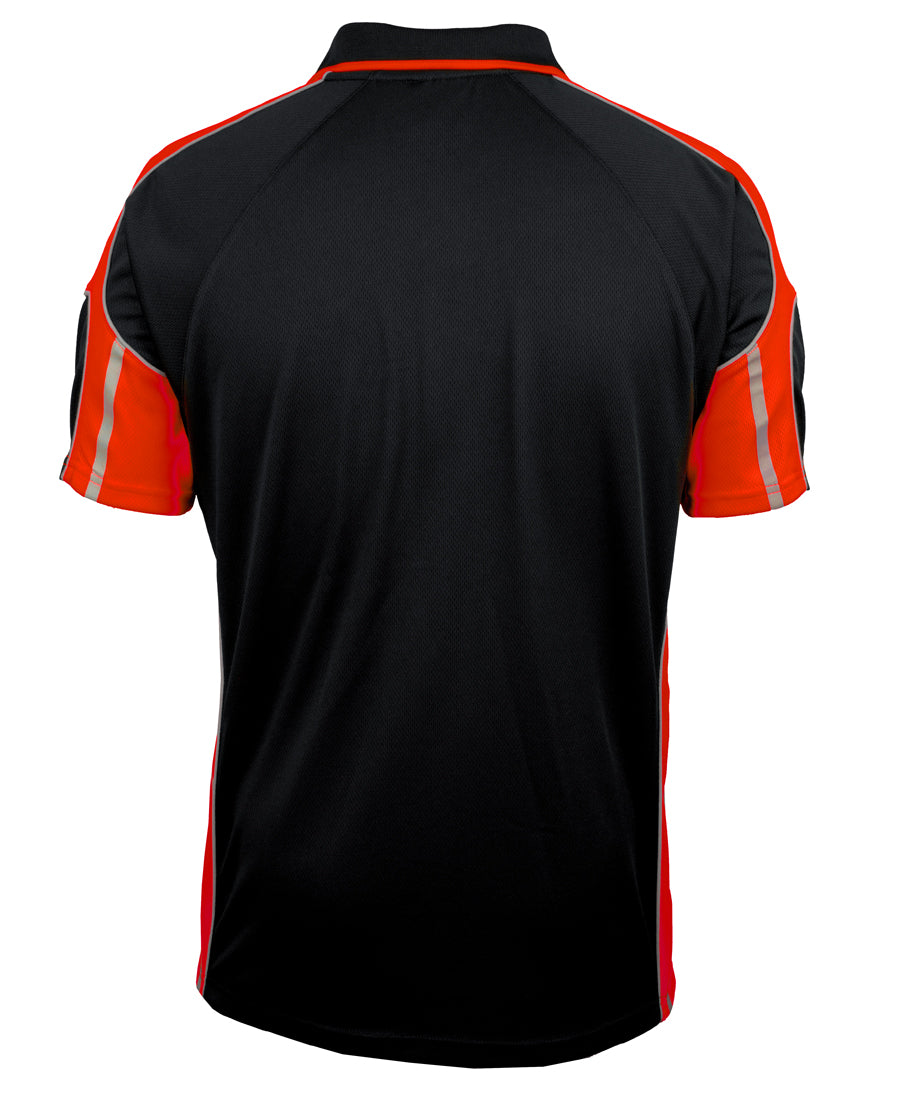 JB's S/S Street Panel Polo - Black/Orange - Back