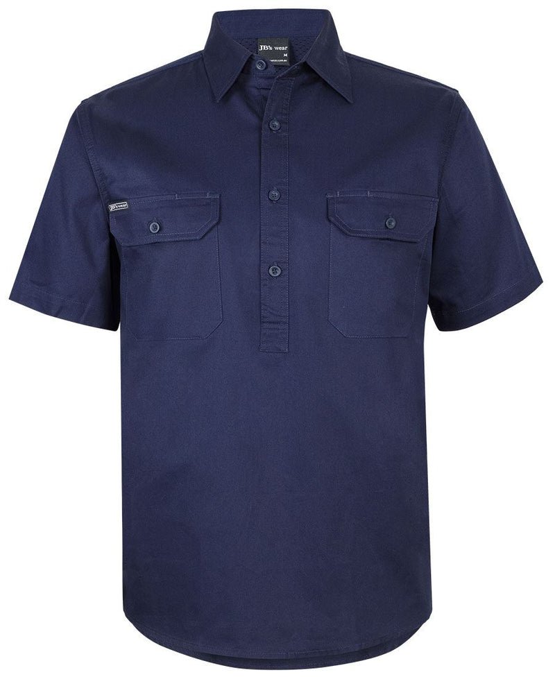JB's Close Front S/S 150g Work Shirt - Navy - Front
