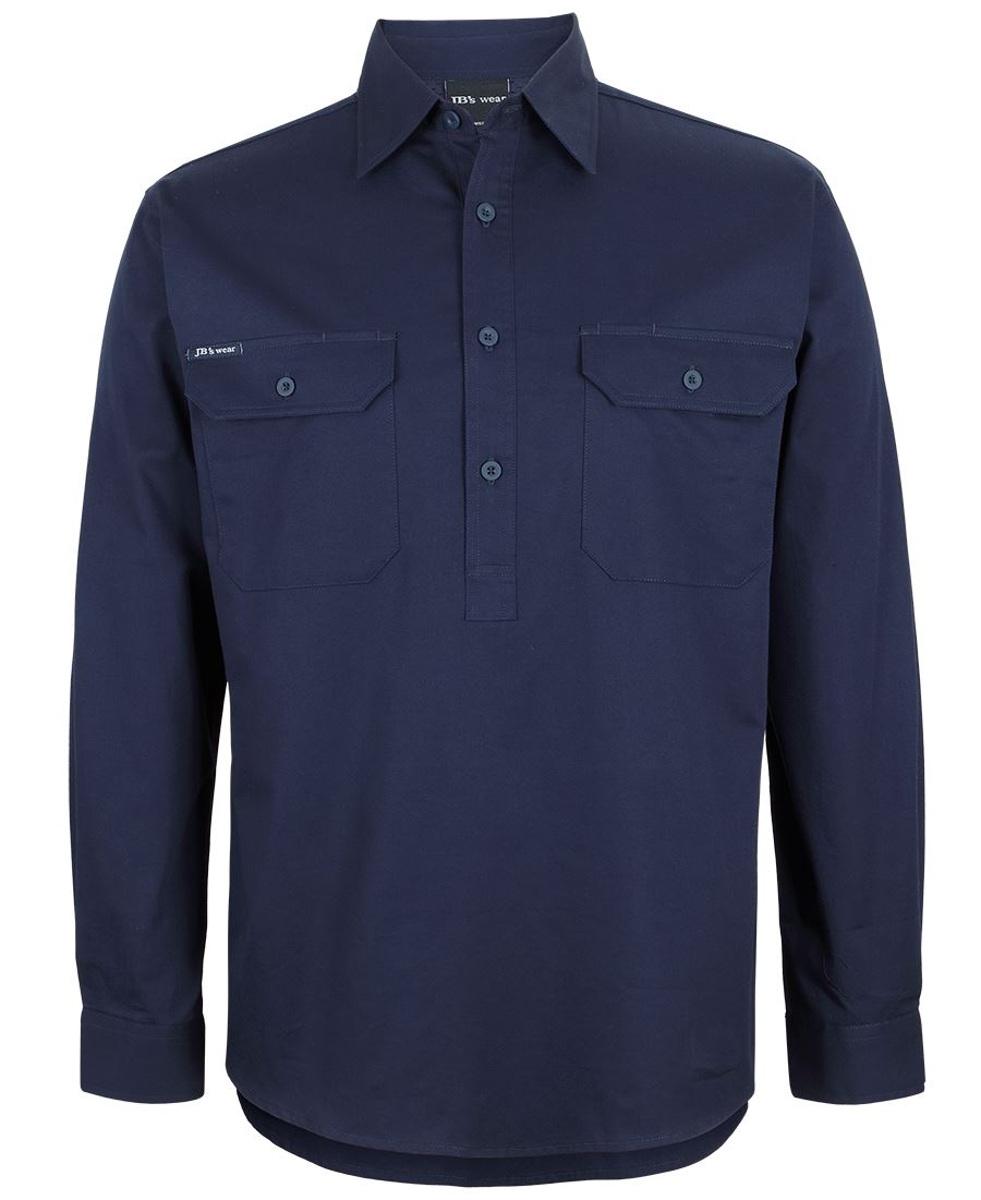 JB's Close Front L/S 150g Work Shirt - Navy - Front