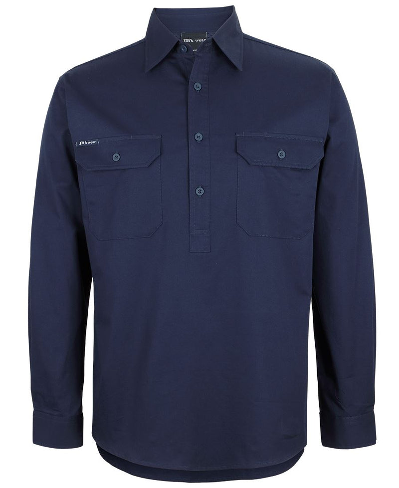 JB's Close Front L/S 150g Work Shirt - Navy - Front