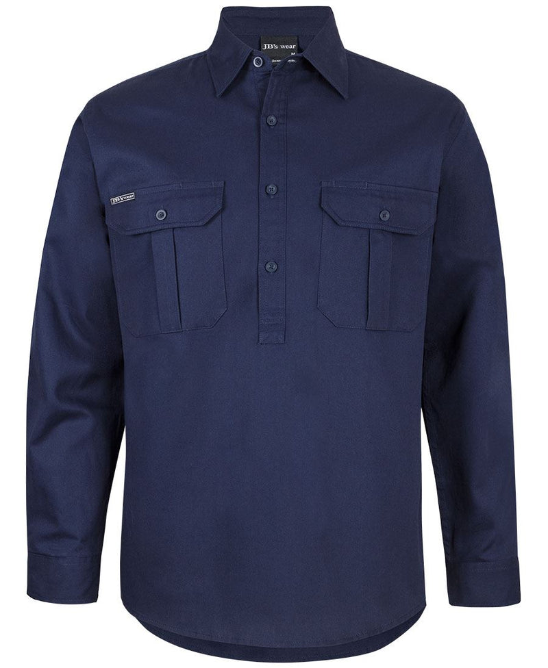 JB's Close Front L/S 190G Work Shirt - Navy - Front