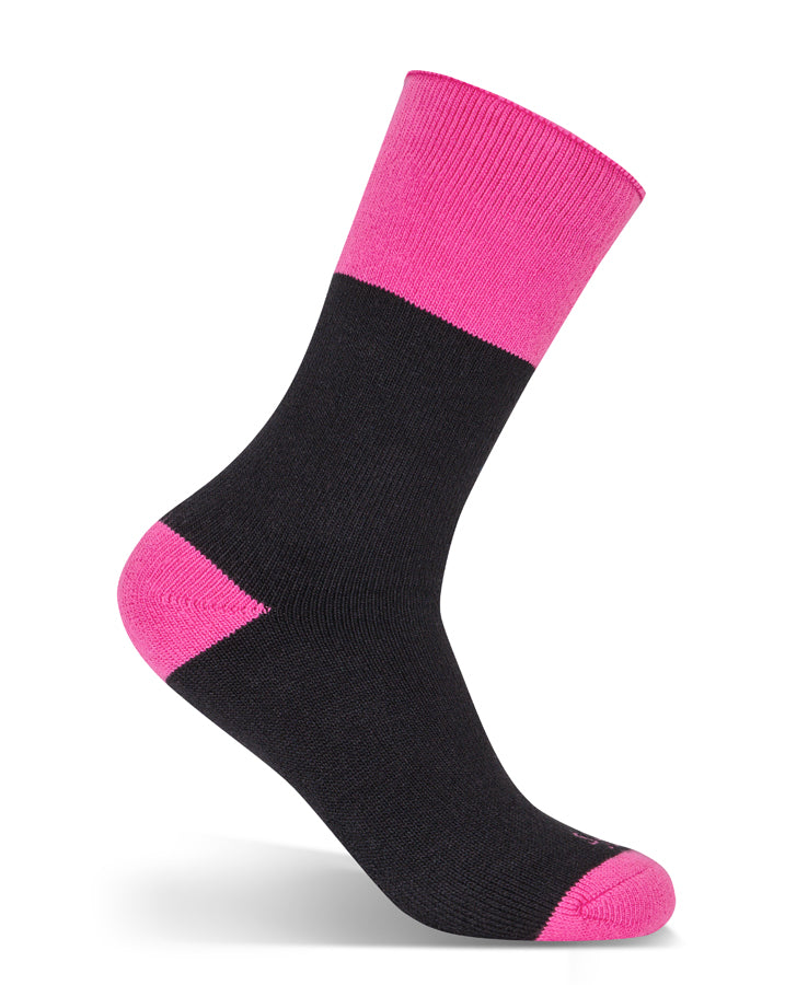 JB's Ladies Work Sock (3 Pack) - Black/Mid Pink - Front