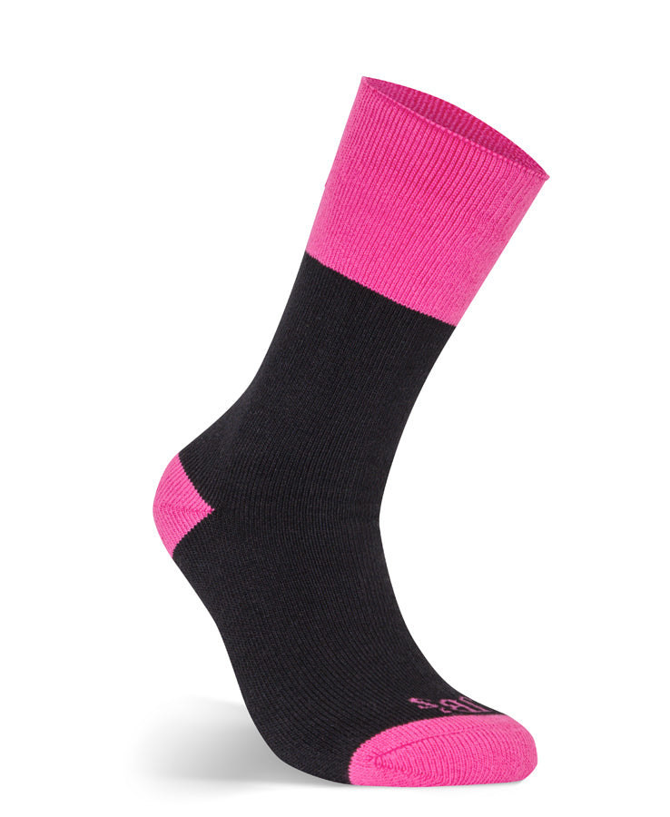 JB's Ladies Work Sock (3 Pack) - Black/Mid Pink - Back