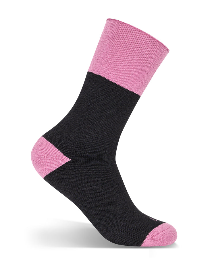 JB's Ladies Work Sock (3 Pack) - Black/Soft Pink - Front