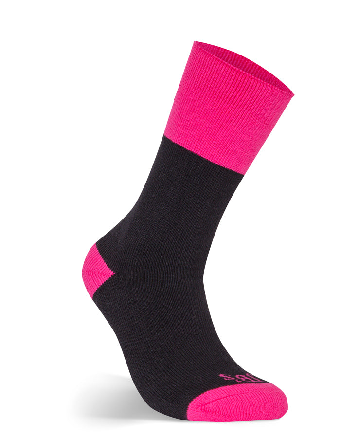 JB's Ladies Work Sock (3 Pack) - Black/Pink - Back