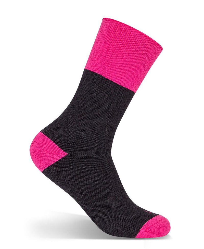 JB's Ladies Ultra Thick Bamboo Work Sock - Black/Pink - Front