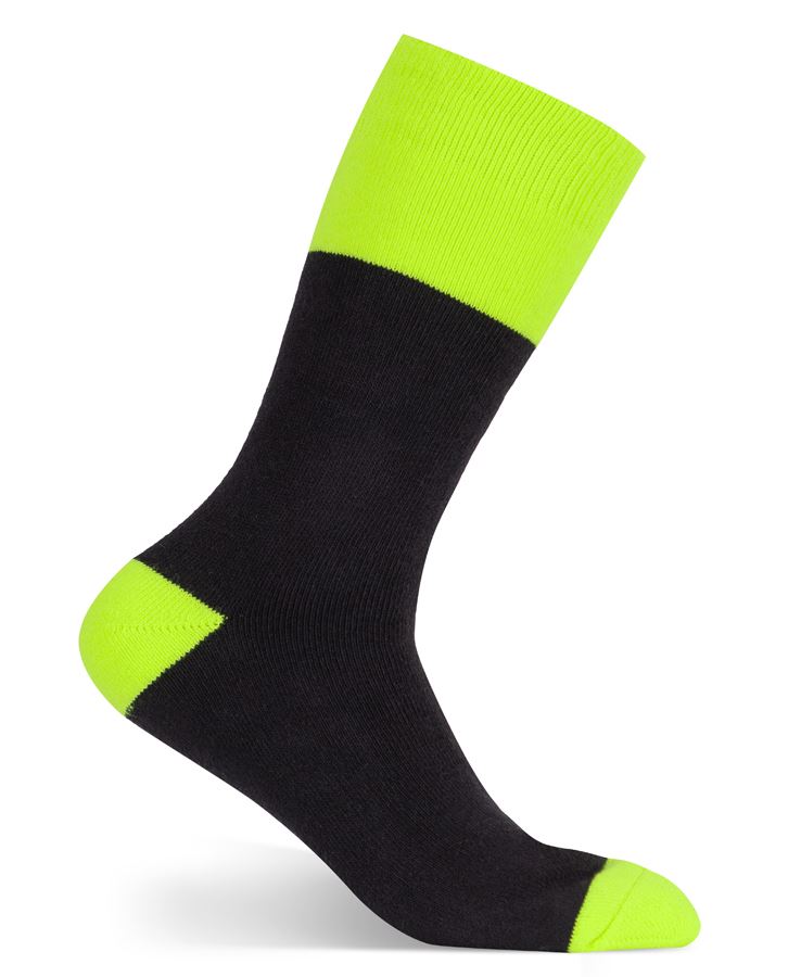 JB's Work Sock (3 Pack) - Black/Lime - Front