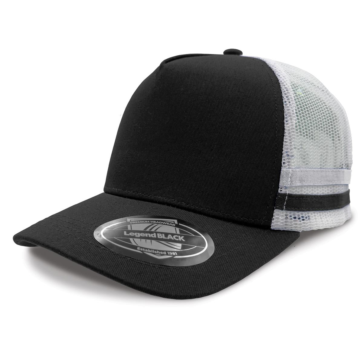 Striped Trucker - Black / White / White / Black - Front