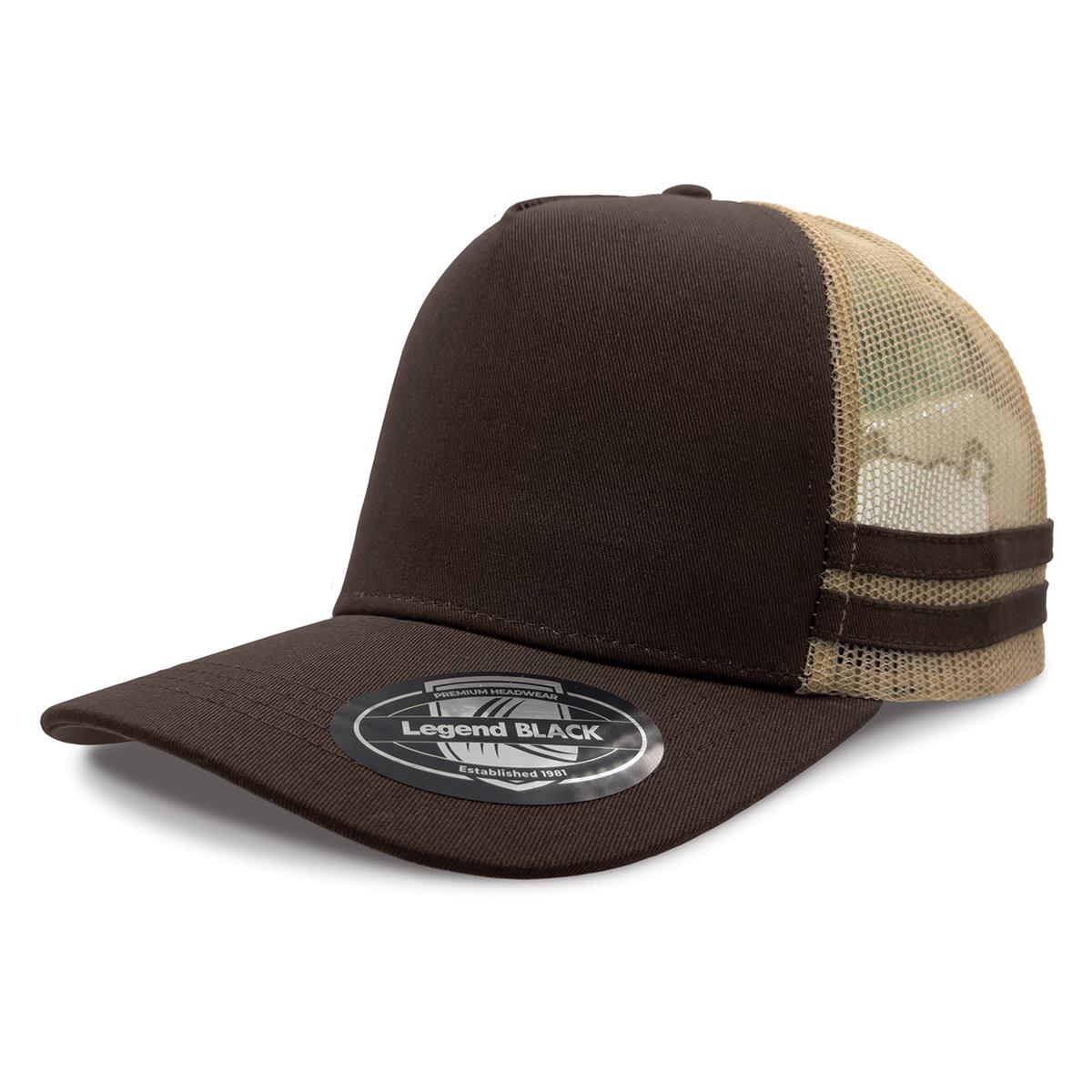 Striped Trucker - Brown / Khaki / Brown / Brown - Front