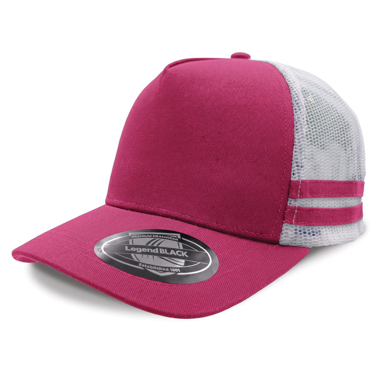 Striped Trucker - Hot Pink / White / Hot Pink / Hot Pink - Front