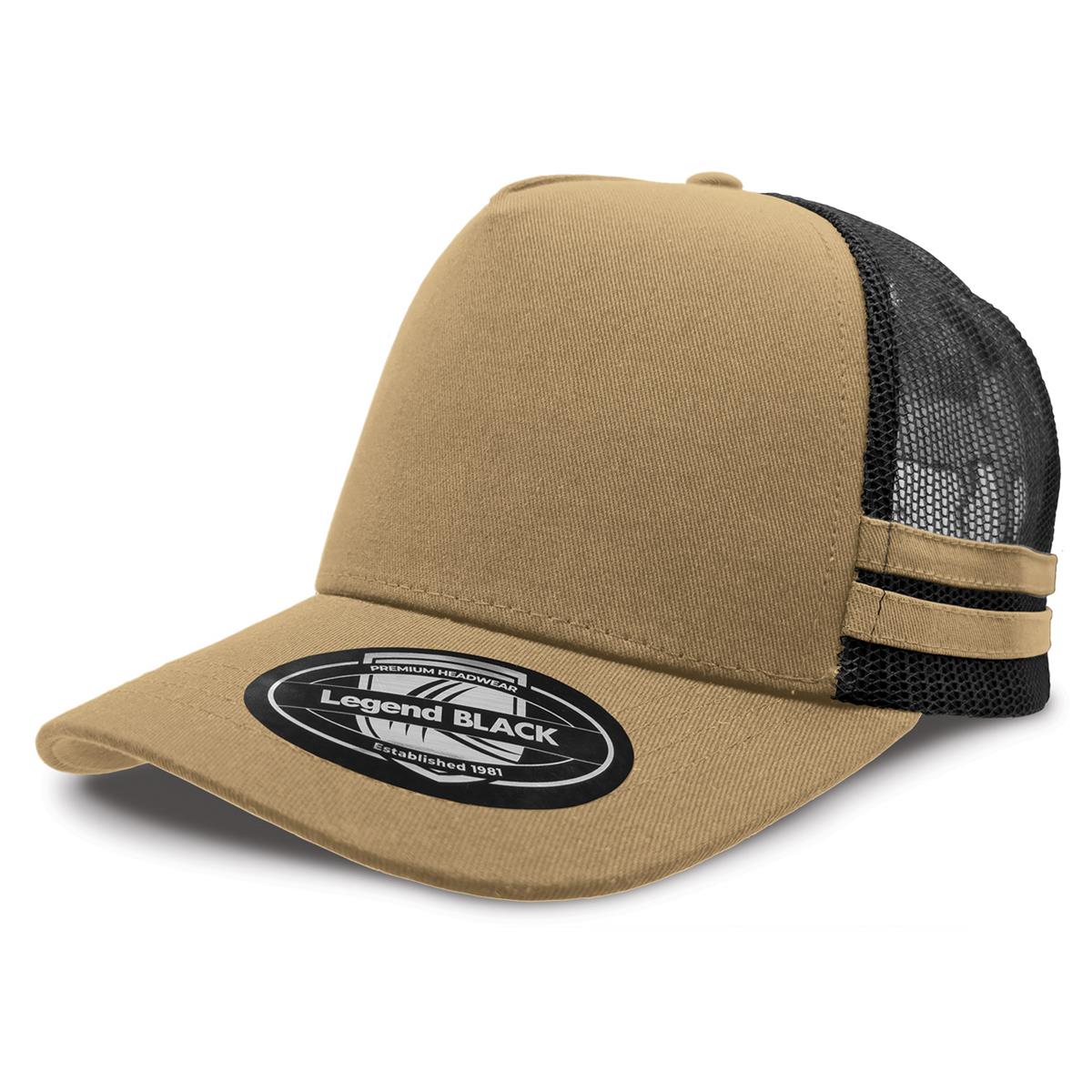 Striped Trucker - Khaki / Black / Khaki / Khaki - Front
