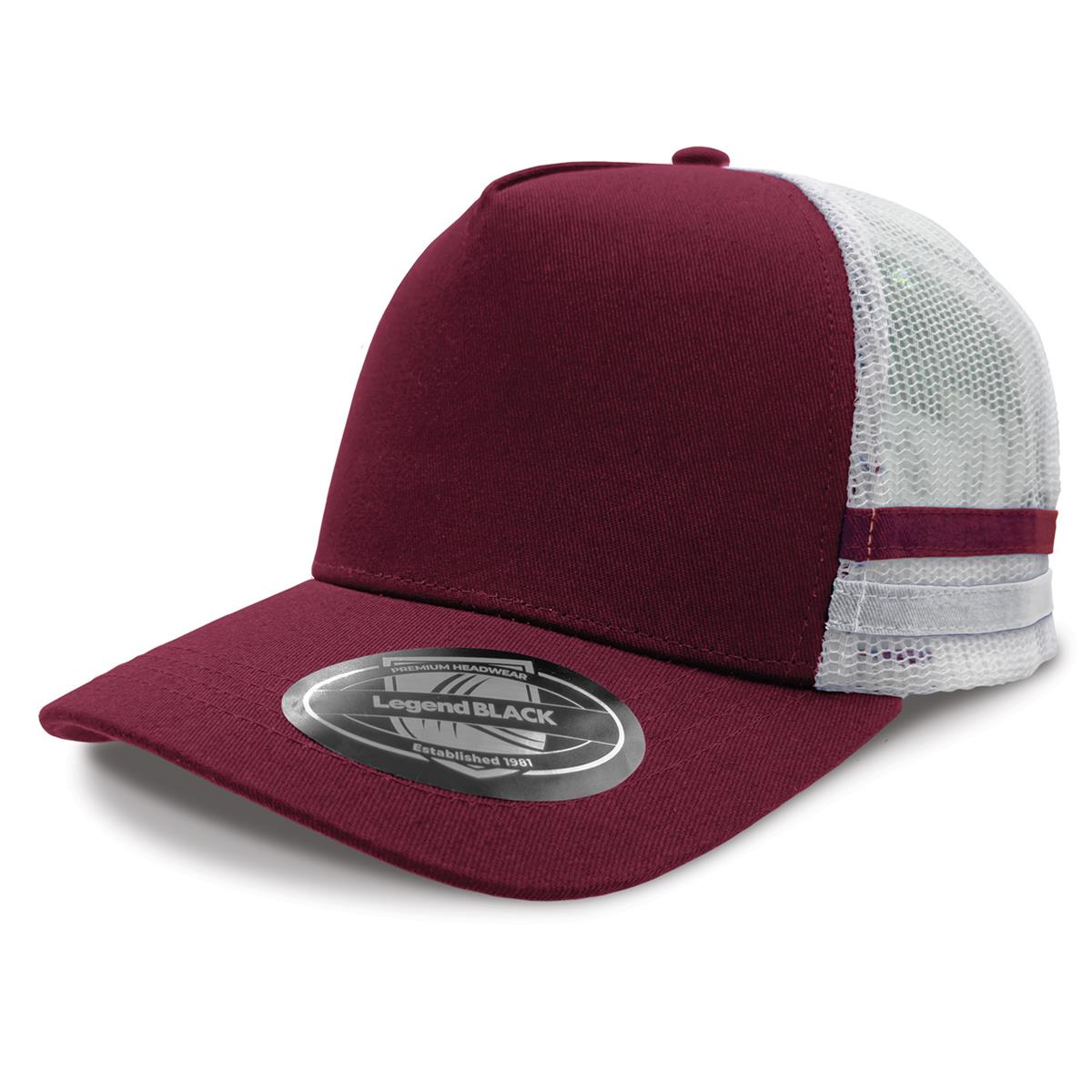 Striped Trucker - Maroon / White / Maroon / White - Front