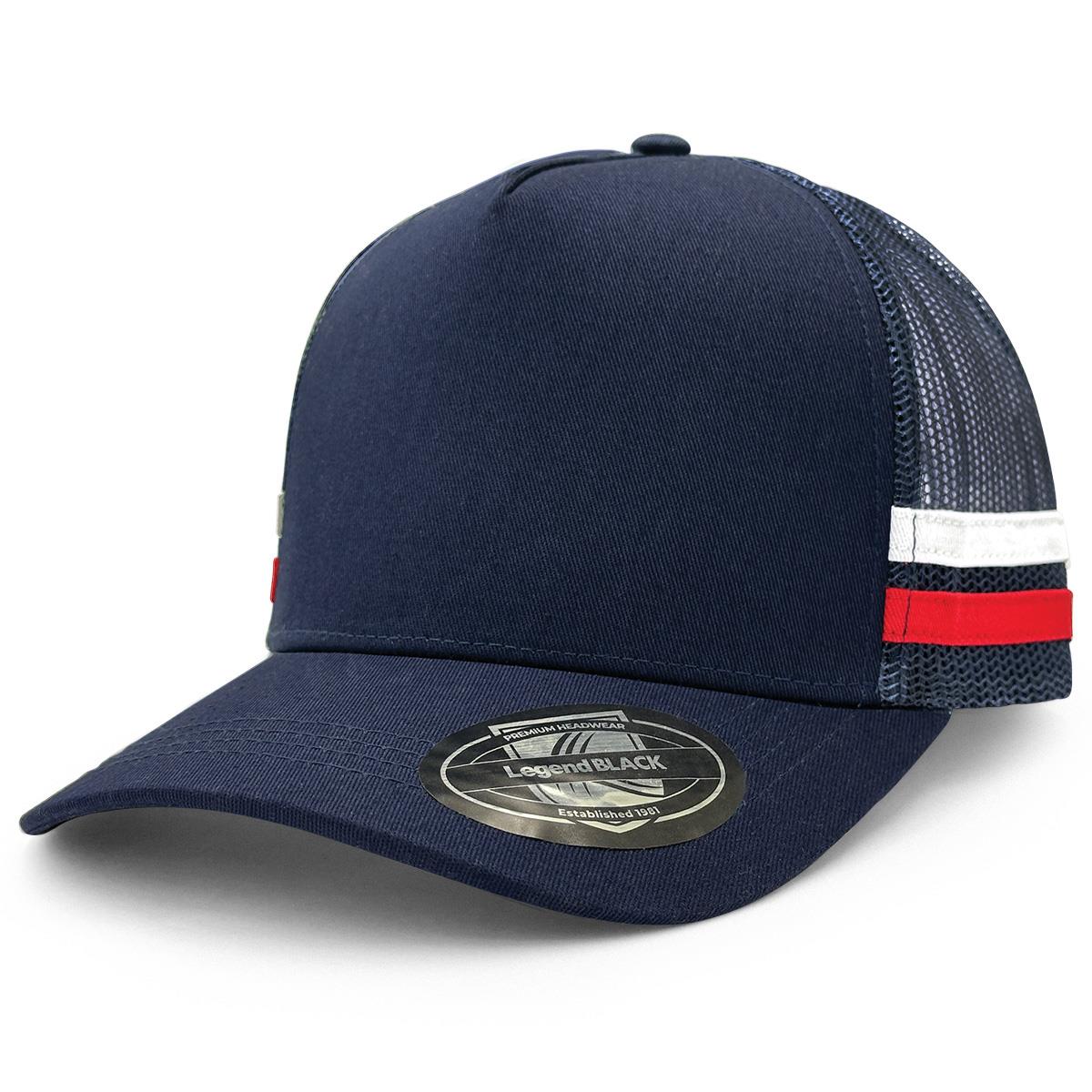 Striped Trucker - Navy / Navy / White / Red - Front
