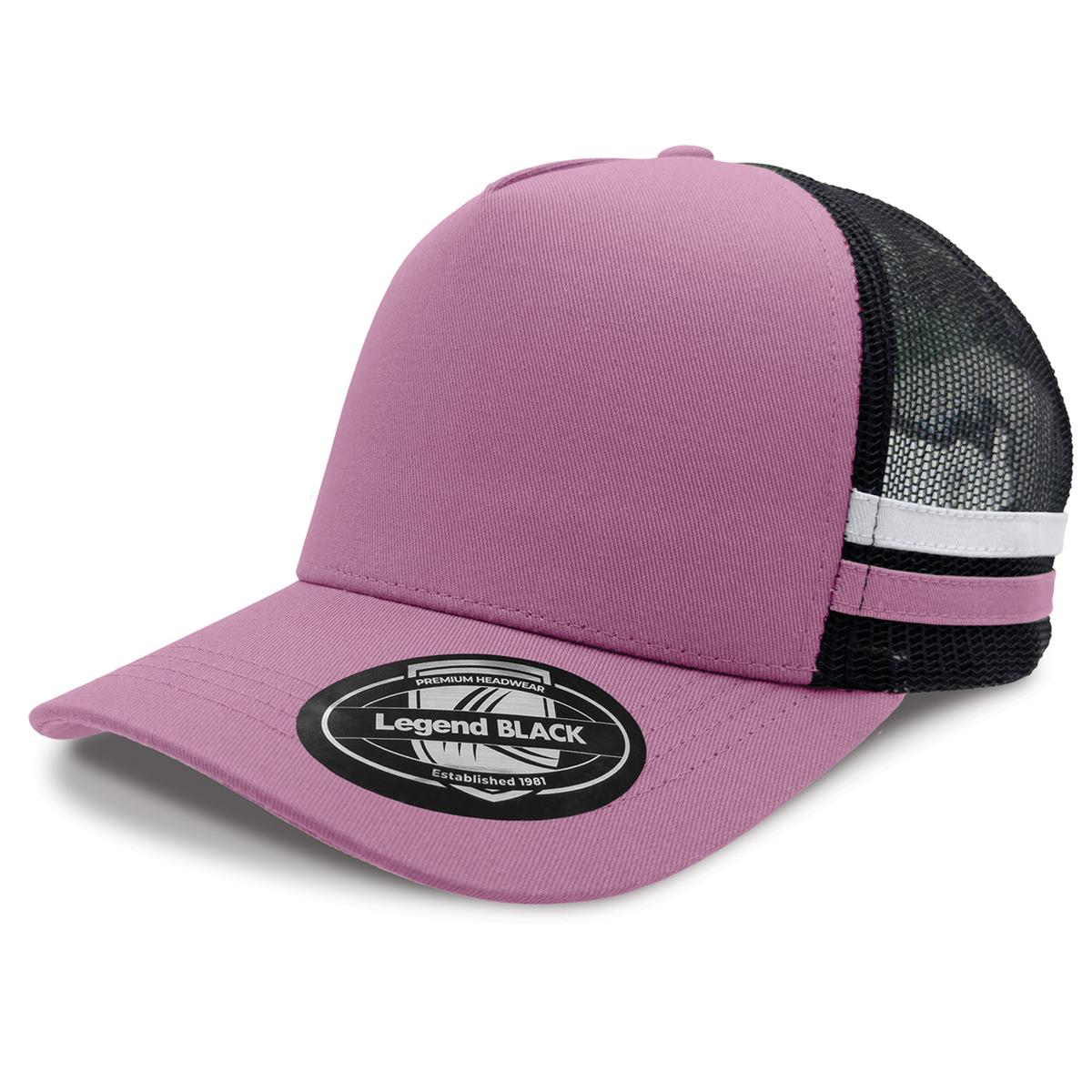 Striped Trucker - Pink / Black / White / Pink - Front