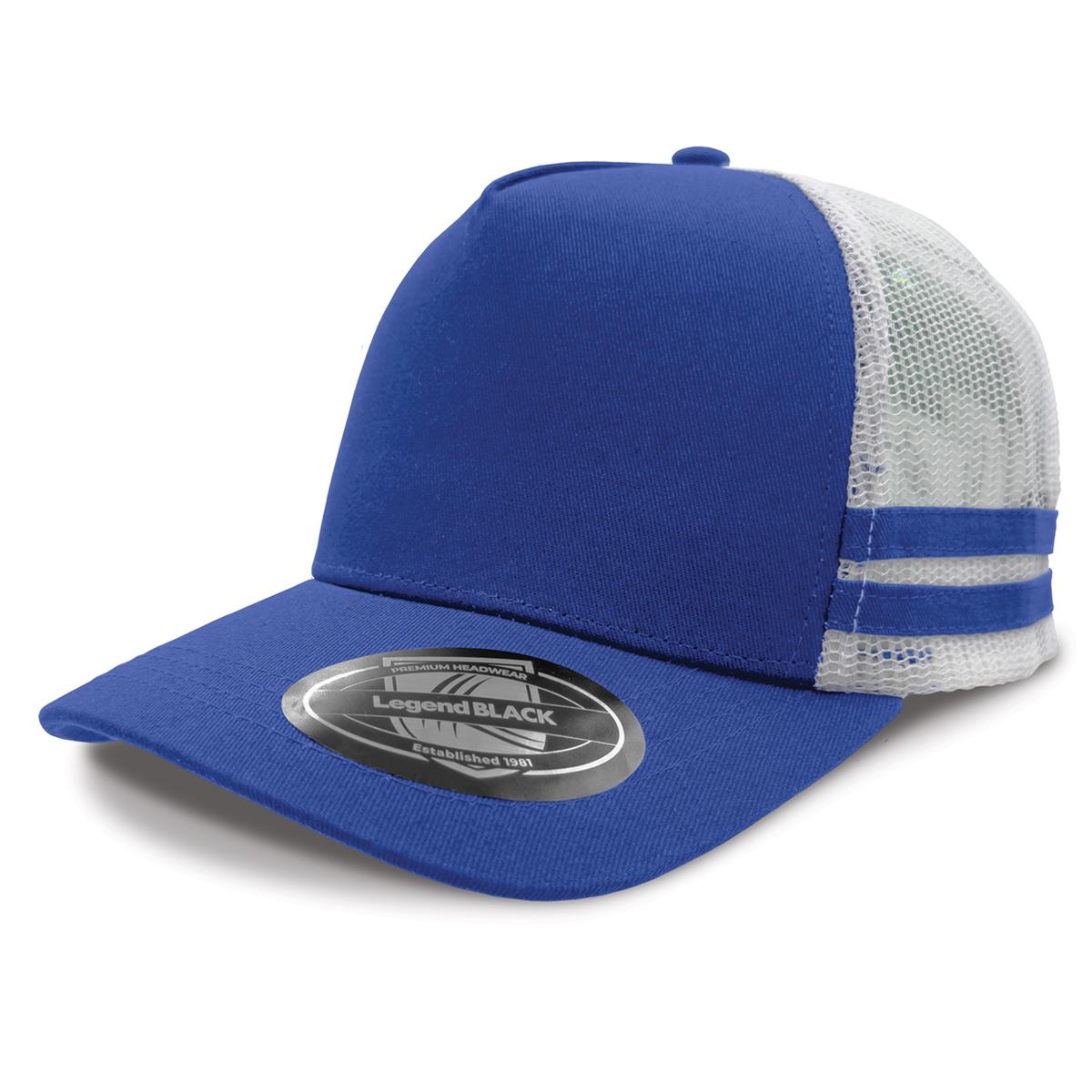 Striped Trucker - Royal / White / Royal / Royal - Front