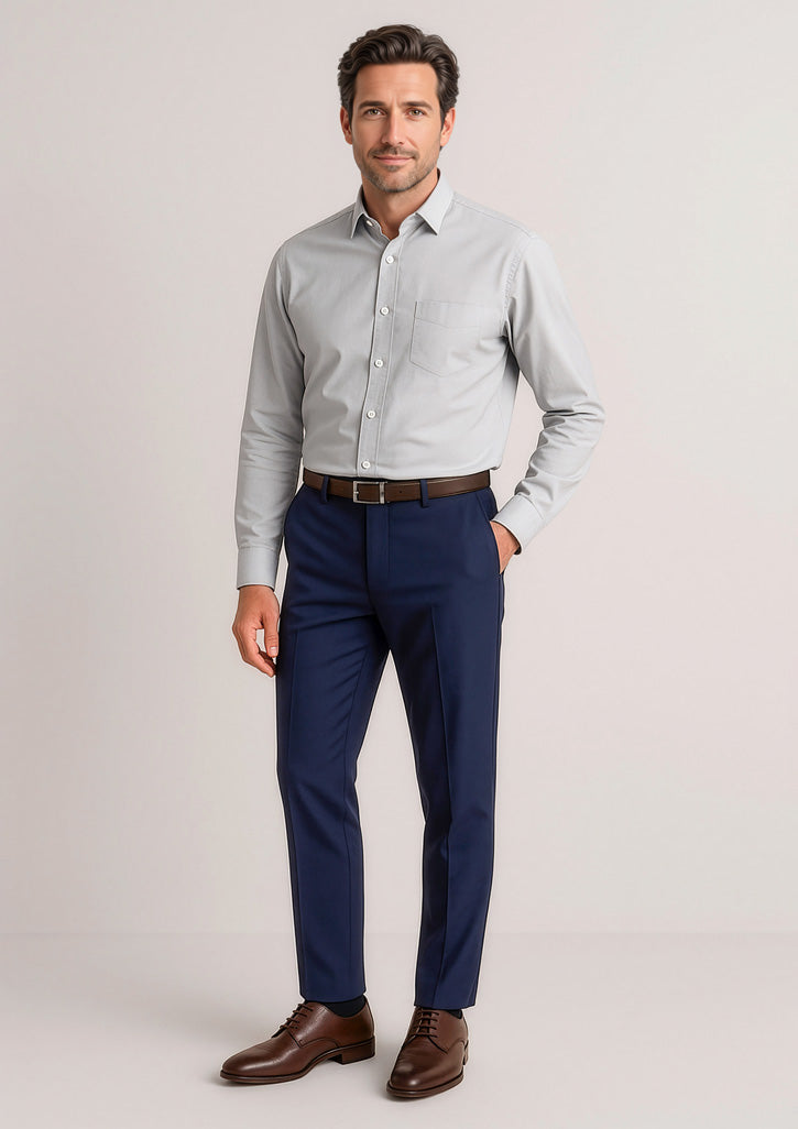 Siena Mens Slim Fit Flat Front Pant (Stout) - Marine - Model