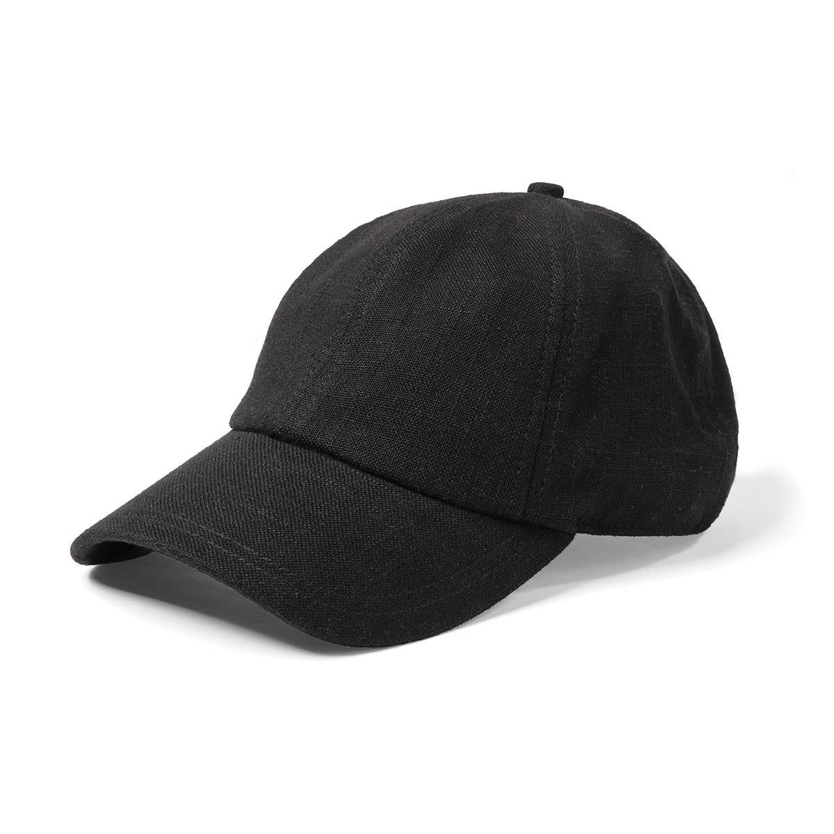 Lennox Linen Cap - Black - Front