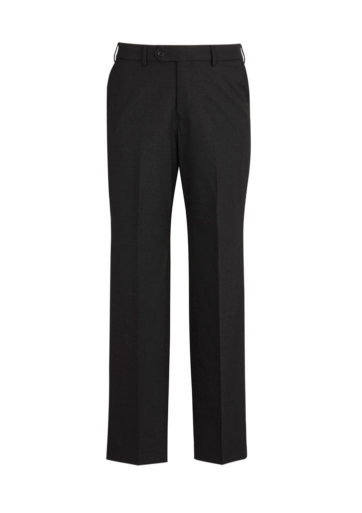 Comfort Wool Stretch Mens Flat Front Pant - Black - Front