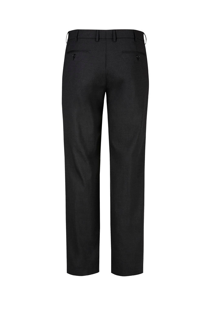Comfort Wool Stretch Mens Flat Front Pant - Black - Back