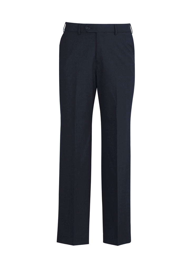 Comfort Wool Stretch Mens Flat Front Pant - Navy - Front