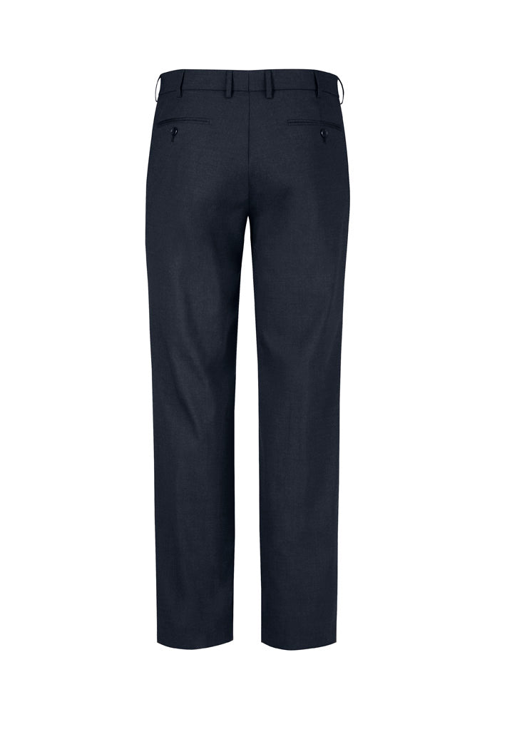Comfort Wool Stretch Mens Flat Front Pant - Navy - Back