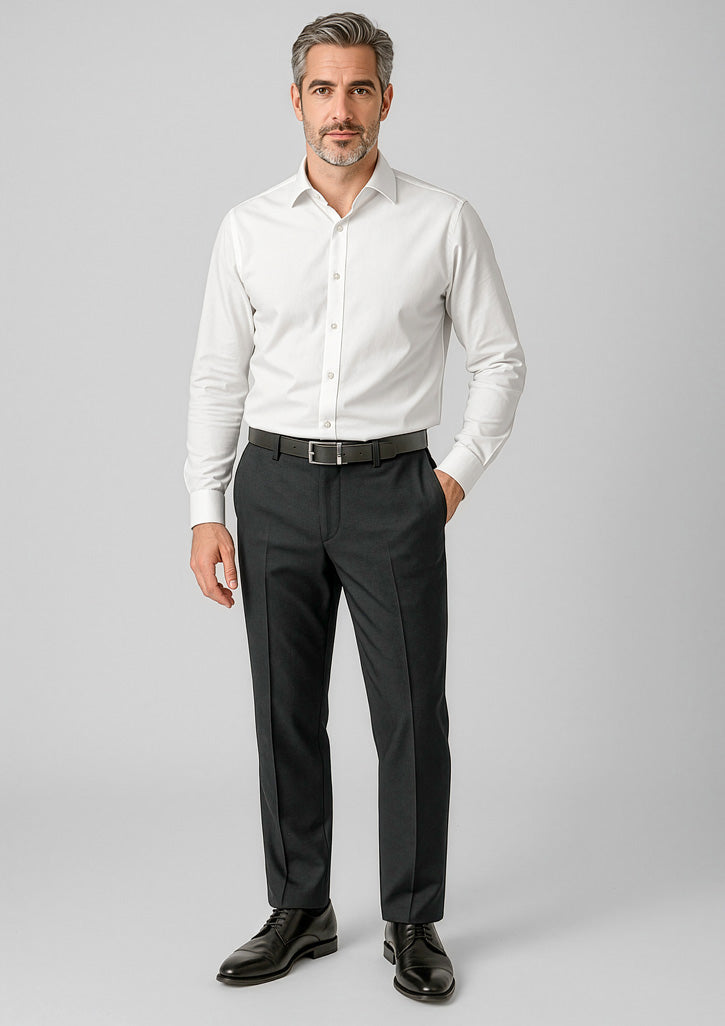 Comfort Wool Stretch Mens Adjustable Waist Pant - Black - Front