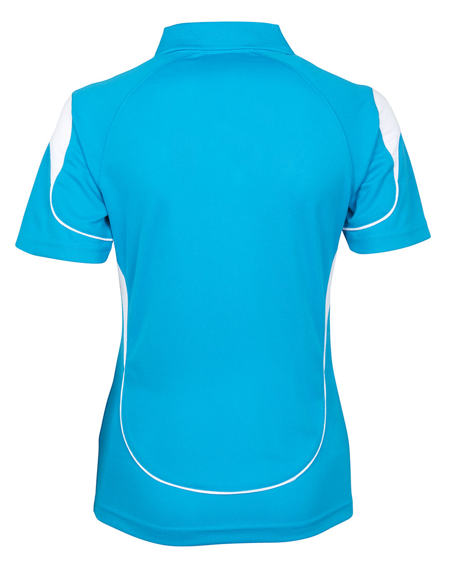 Podium Ladies Bell Polo - Aqua/White - Back