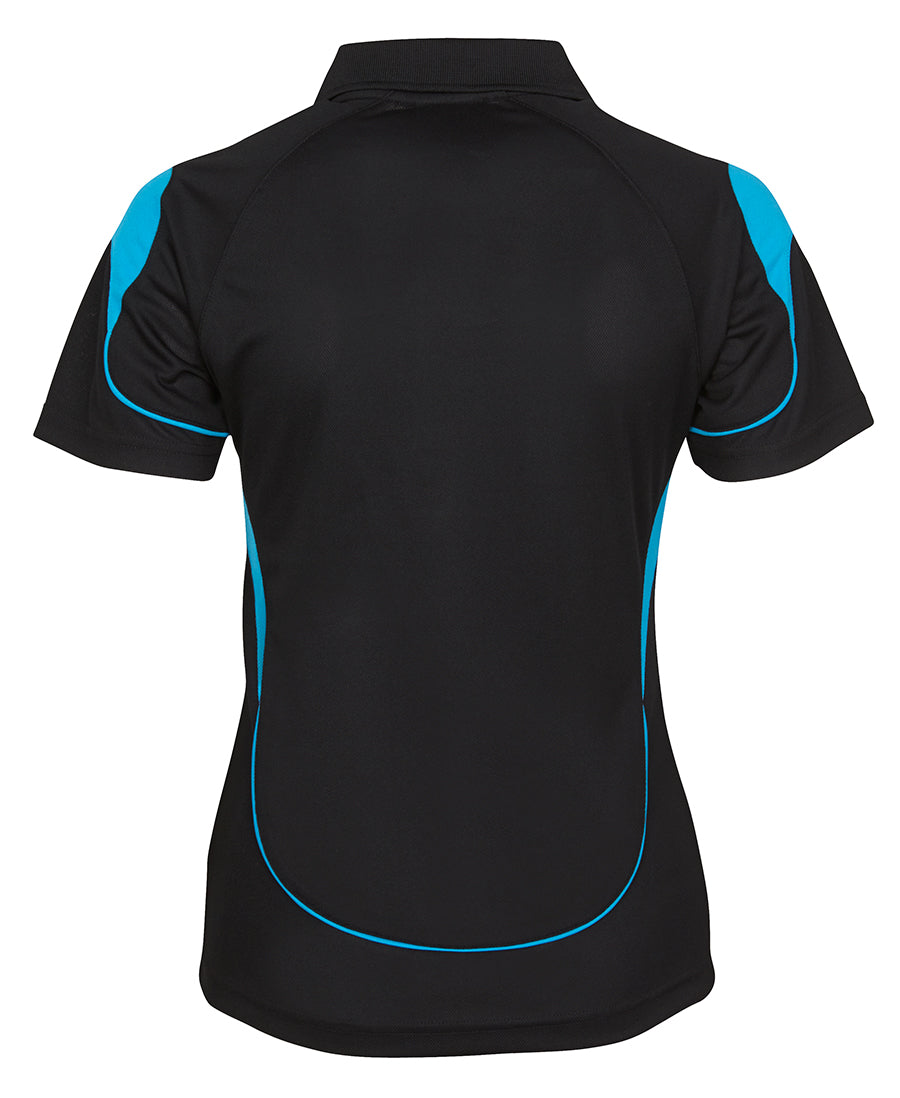 Podium Ladies Bell Polo - Black/Aqua - Back