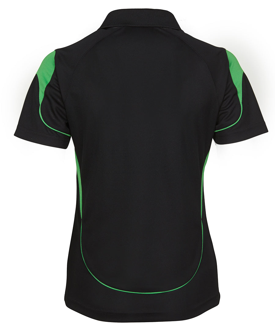 Podium Ladies Bell Polo - Black/Pea Green - Back