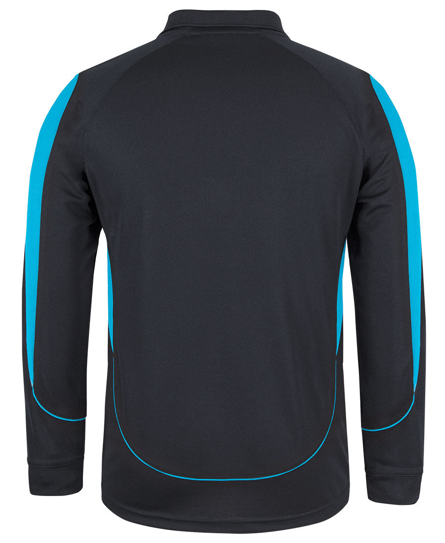 Podium L/S Bell Polo - Black/Aqua - Back