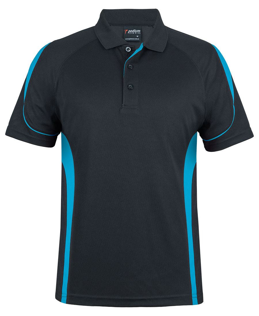 Podium Kids and Adults Bell Polo - Black/Aqua - Front
