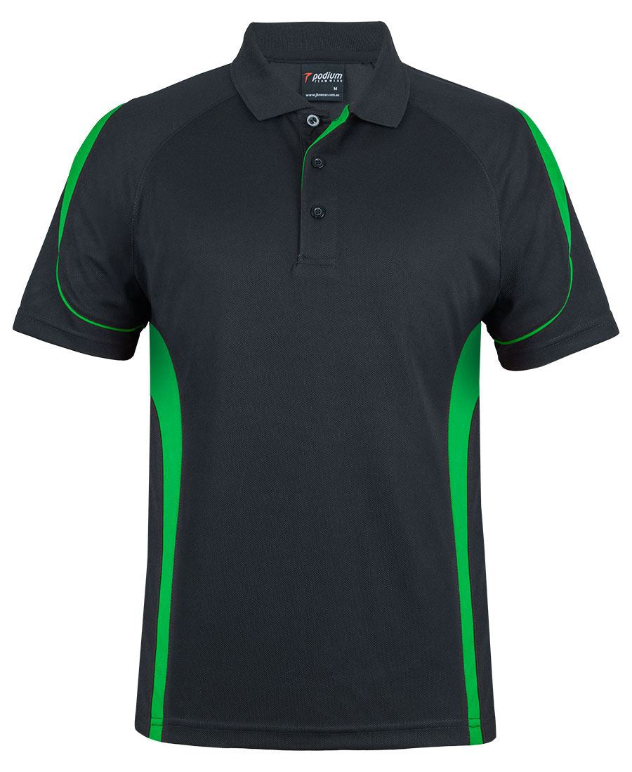 Podium Kids and Adults Bell Polo - Black/Pea Green - Front