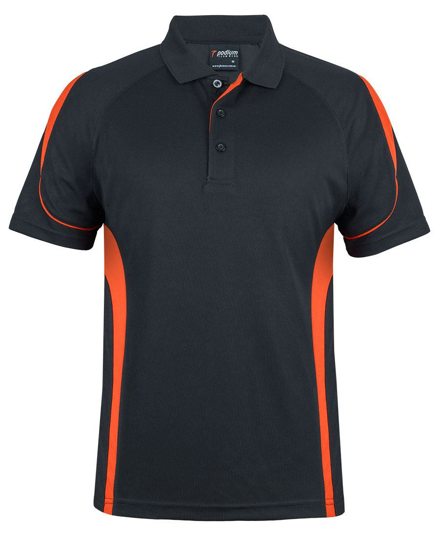 Podium Kids and Adults Bell Polo - Black/Orange - Front