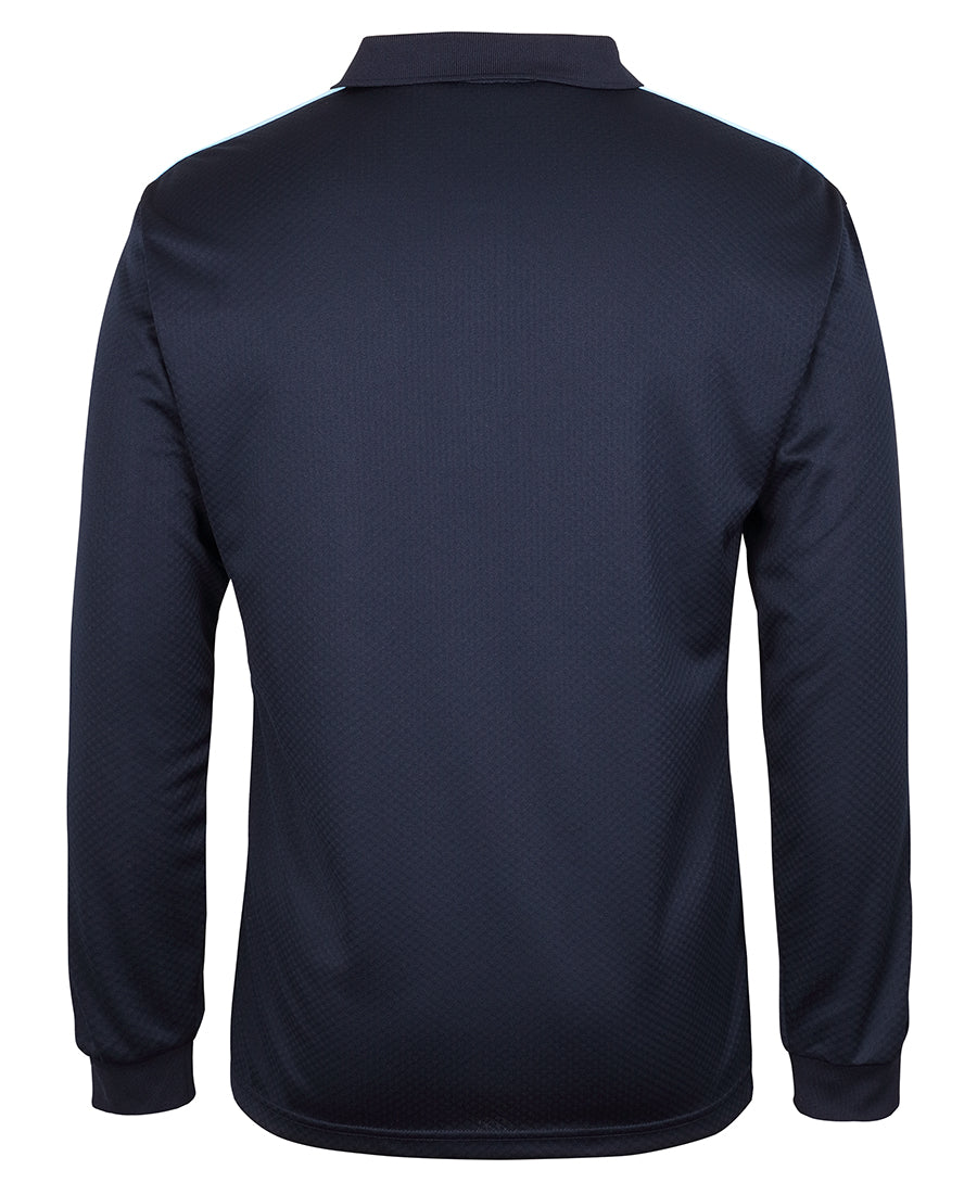 Podium L/S Cool Polo - Navy/Lt Blue/White - Back