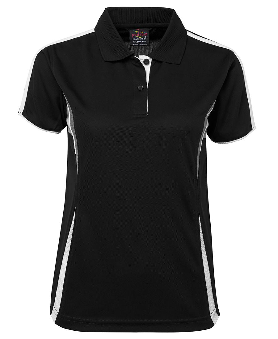 Podium Ladies Cool Polo - Black/White/Grey - Front