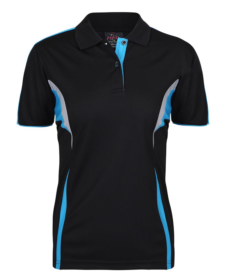 Podium Ladies Cool Polo - Black/Aqua/Grey - Front