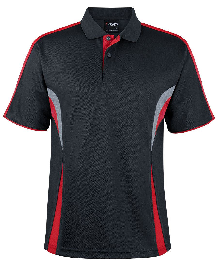 Podium Cool Polo - Black/Red/Grey - Front