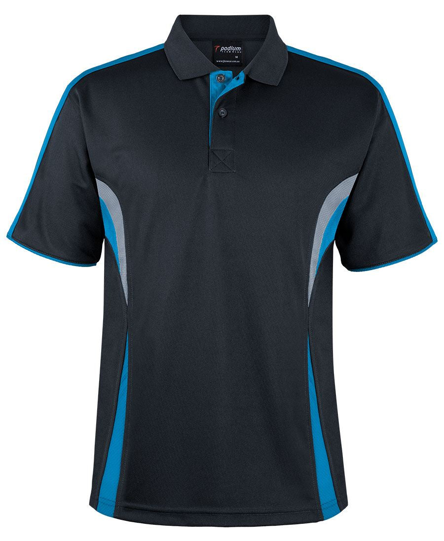 Podium Cool Polo - Black/Aqua/Grey - Front