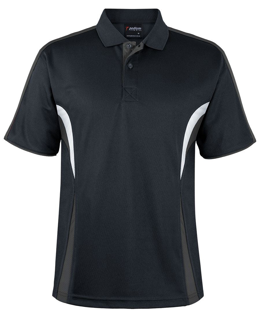 Podium Cool Polo - Black/Charcoal/White - Front
