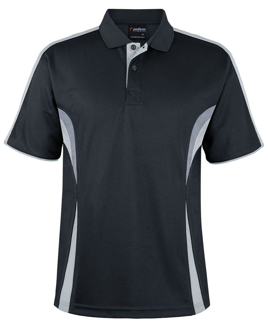 Podium Cool Polo - Black/White/Grey - Front