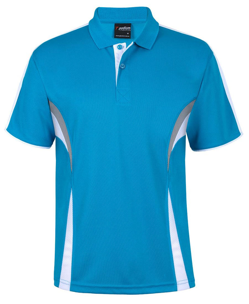 Podium Cool Polo - Aqua/White/Grey - Front