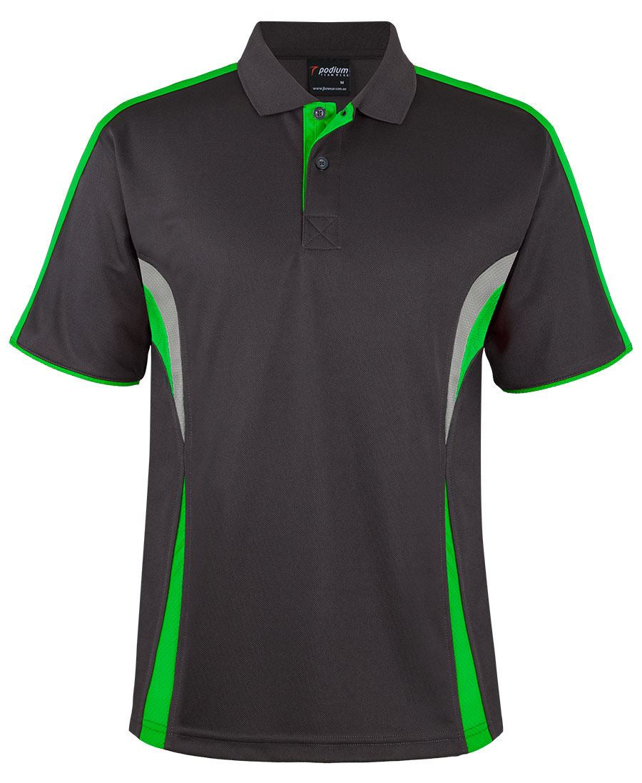 Podium Cool Polo - Gunmetal/Pea Green/Grey - Front