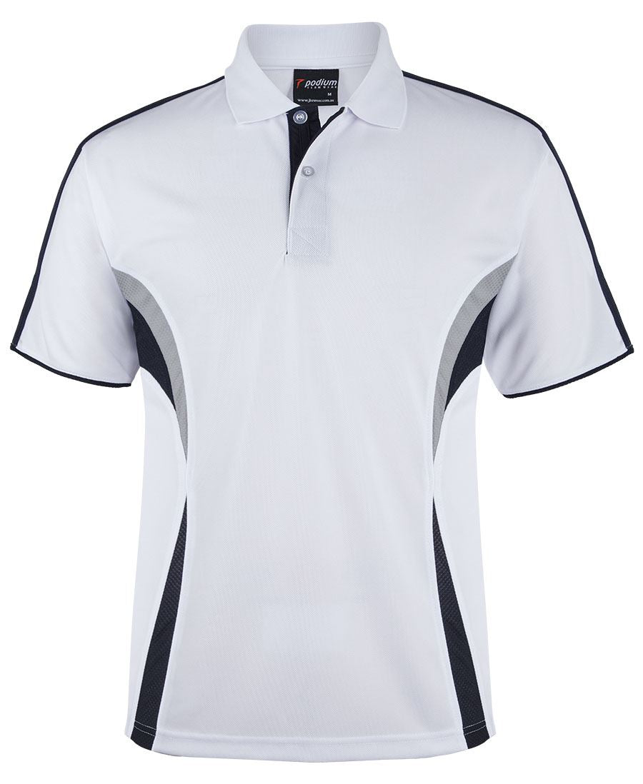 Podium Cool Polo - White/Navy/Grey - Front