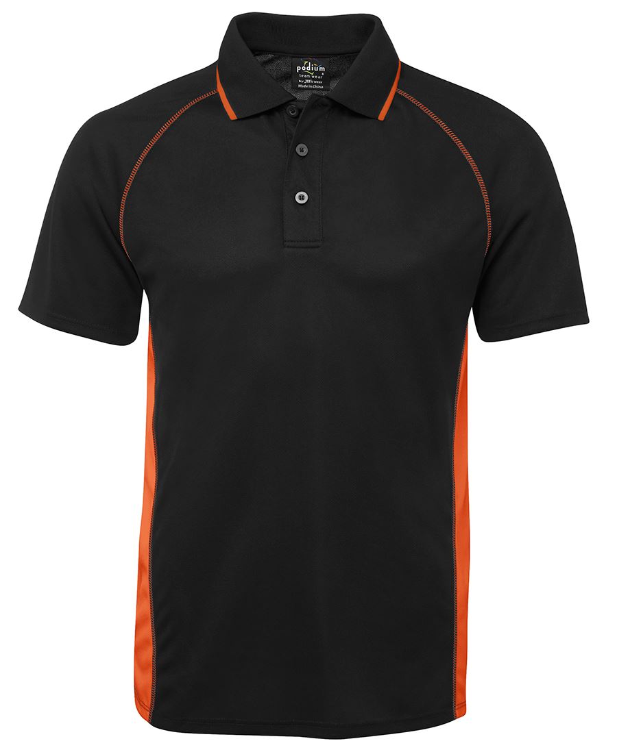 Podium Cover Polo - Black/Orange - Front