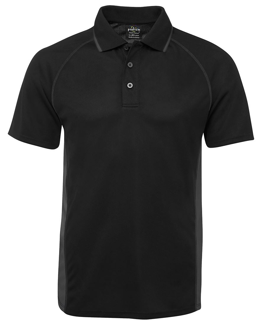 Podium Cover Polo - Black/Charcoal - Front